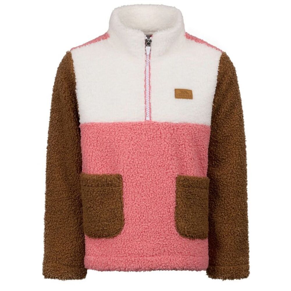 Trespass Childrens/Kids Mitta Colour Block Fleece Top / Peach Pink